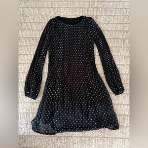 Maje “Rockito” Black pleated polka dot long sleeve shift Dress size 0